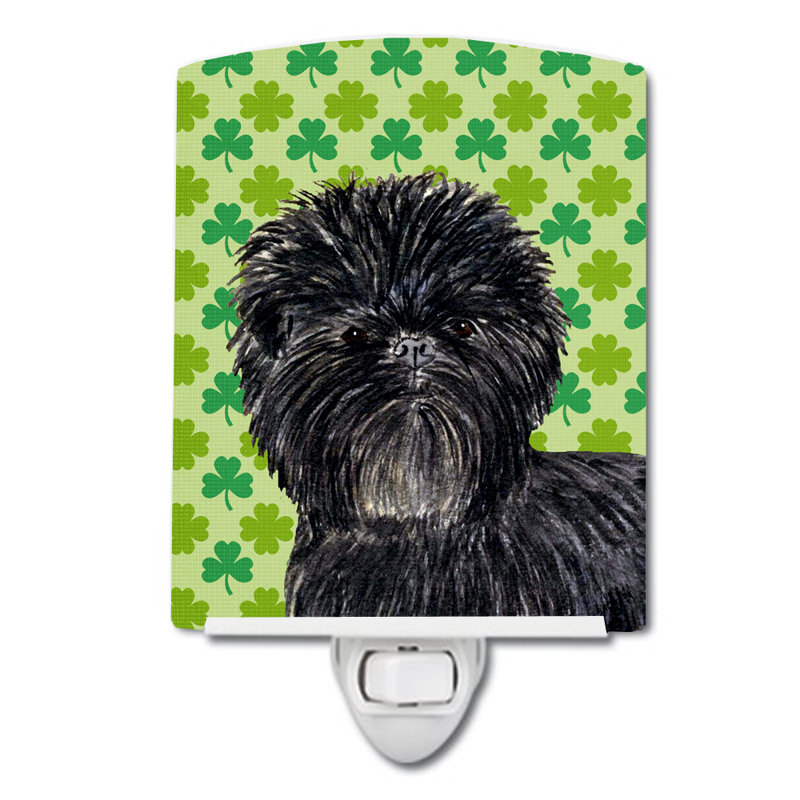 Éclairage de nuit en céramique akita trèfle St. Patrick's Day, Affenpinscher