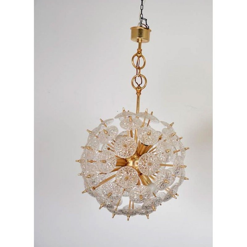 Lustre Dartanna, Bronze antique, H 13 po x l 13 po x P 13 po, Transparent texturé
