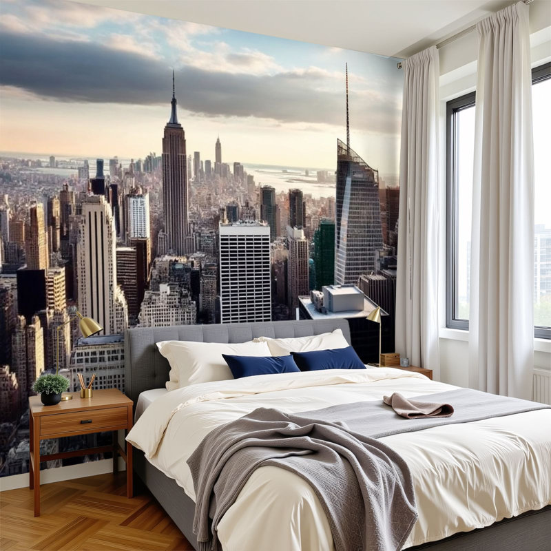 Murale auto-adhésive moderne pour la chambre à coucher l 96 "x H 69" Peel and Stick, L 96 po x l 69 po