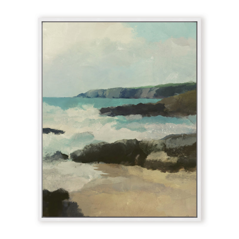 Coastal Retreat Rocky Beach, 48" H x 36" W x 2.375" D, Framed Canvas, White