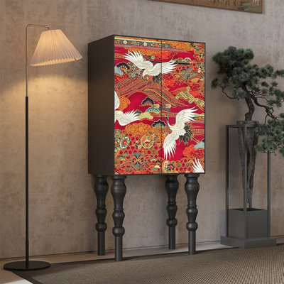 A mid-style high storage cabinet