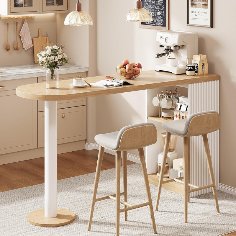  Table de bar, table de bar de cuisine moderne de 55 po avec tablette de rangement ouverte, table de salle à manger à hauteur de comptoir pour la cuisine, coin repas, salle à manger