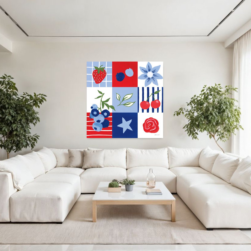 Baie contemporaine américaine avec art américain américain, H 48 po x l 48 po