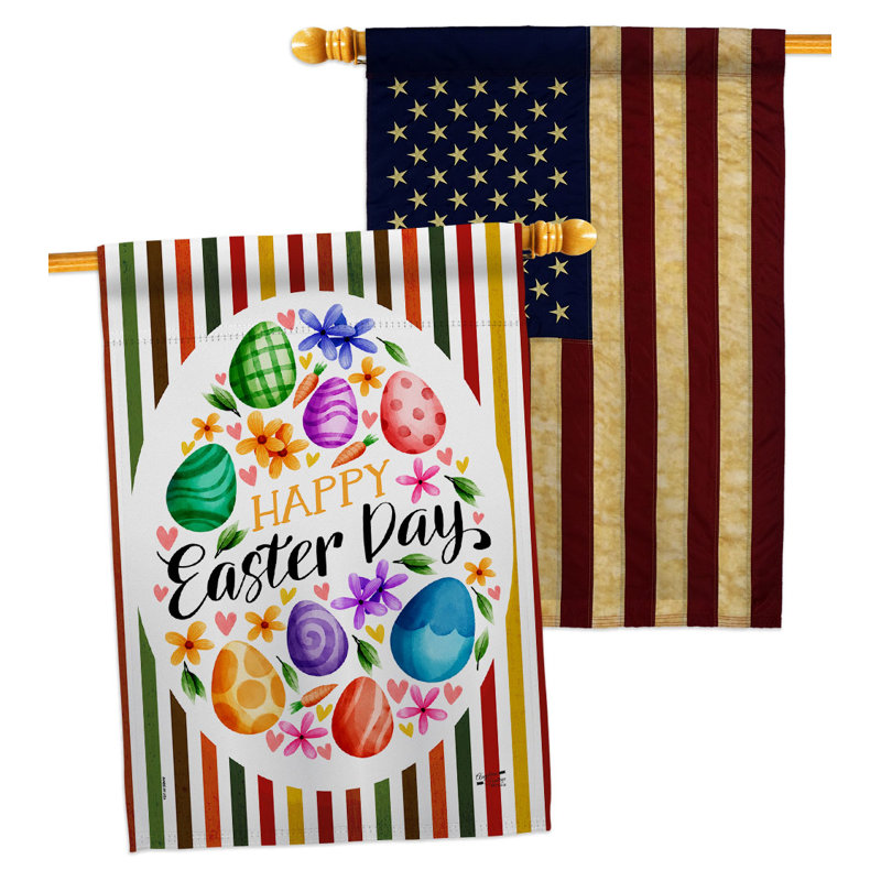 Double Sided 40 in. H x 28 in. W Polyester Easter House Flag