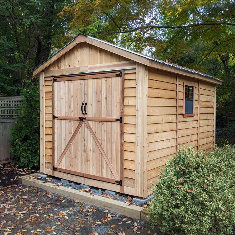 8 ft. W x 12 ft. D Cedar Wood Storage Shed with Metal Roof