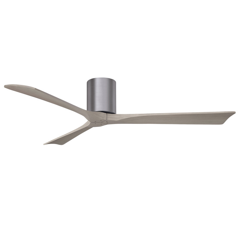 Ventilateur de plafond à 3 pales Olivier, Étain brossé, Ton bois de frêne gris, 60"