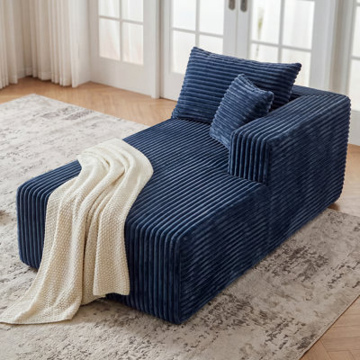 Méridienne modulaire, rouleau de compression, aucun assemblage requis, flanelle revêtue de ressorts ensachés pour le salon, bleu