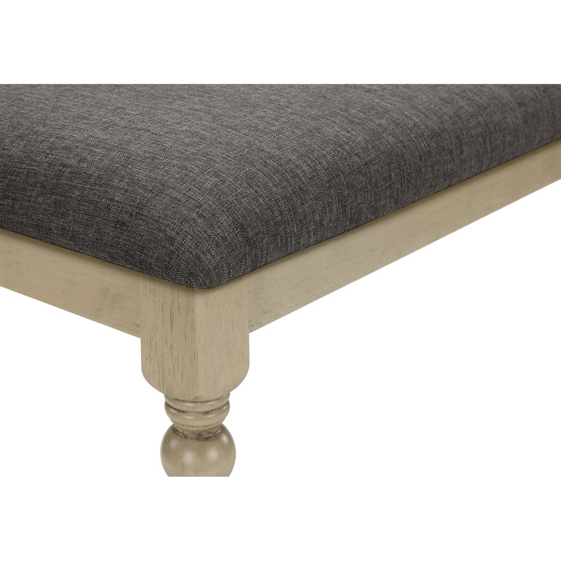 Banc 48 po rectangulaire en bois massif, rembourré et gris pour meubles de chambre à coucher, banc gris, longueur, construction