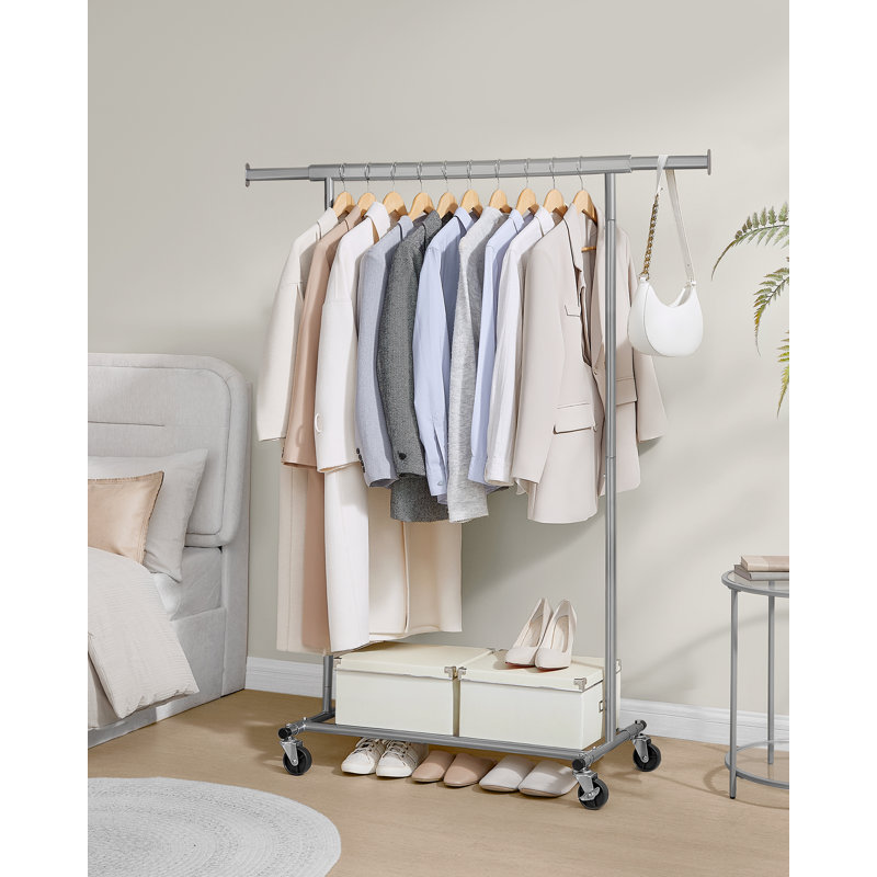 Ahmoni 132cm Rolling Clothing Rack, Grey