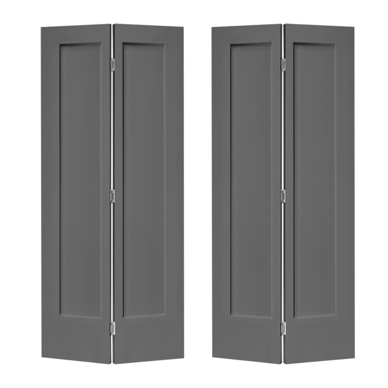 48" x 80" Light Gray Painted MDF Composite Bi-Fold Door