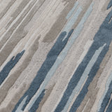 Hand-Tufted Indoor Rug Abstract Stripe Blue/Ivory/Tan