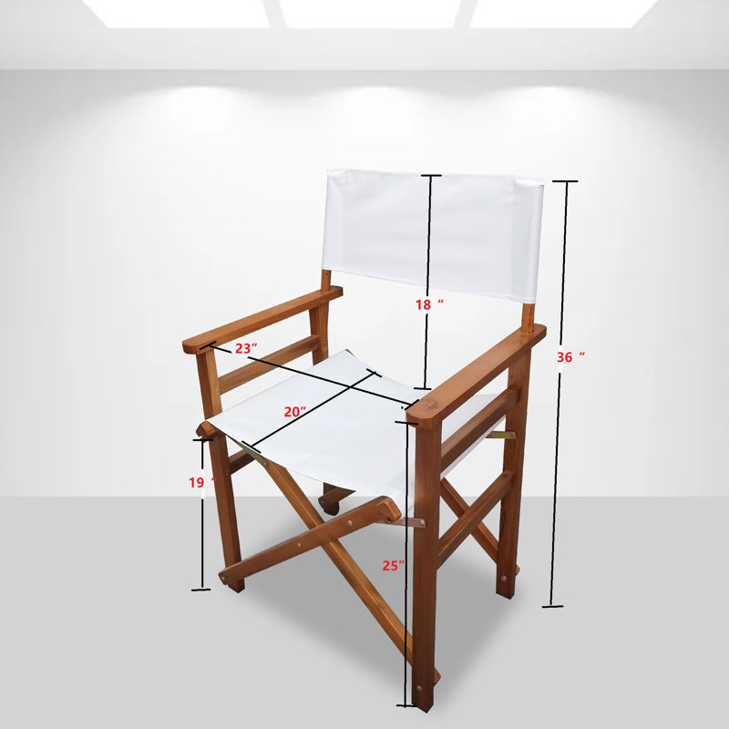 Elazia Folding Director Chair, White, Brown