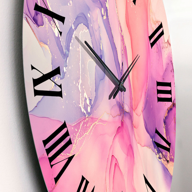 Rose et or fuchia liquide Art III - horloge murale moderne, Petit