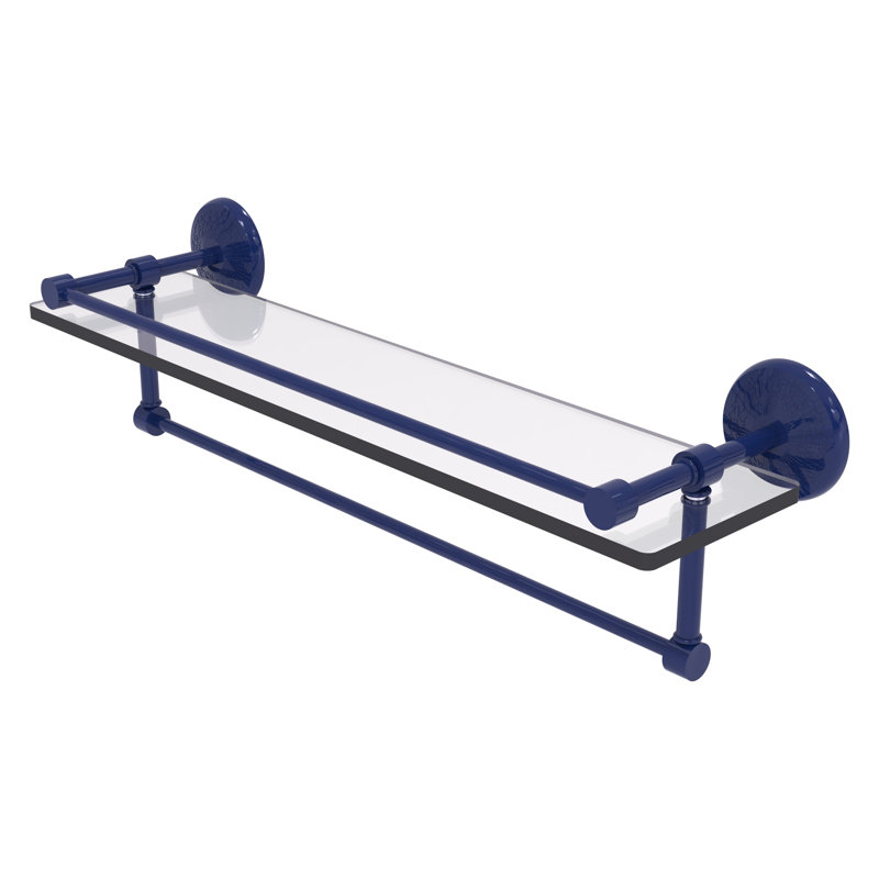 Tablette en verre avec barre à serviettes Inch Gallery, H 5 po x l 22 po x P 5 po, Bleu méditerranéen