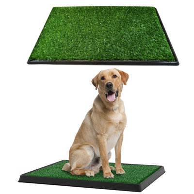 Dog Grass Pad With Tray, Indoor Potty For Apartment And Patio Training, Portable Turf Dog Potty
