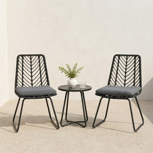Chaises de salle à manger d'extérieur en rotin PE avec coussins résistants à l'eau (ensemble de 2)