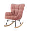 Fauteuil oscillant capitonné en tissu pour le salon, fauteuil de chambre de bébé rembourré rose-609538196