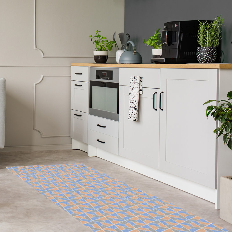 Tapis de pêche beige/sandy brun trapézoïdals, Tapis de couloir 2 pi 6 po x 8 pi