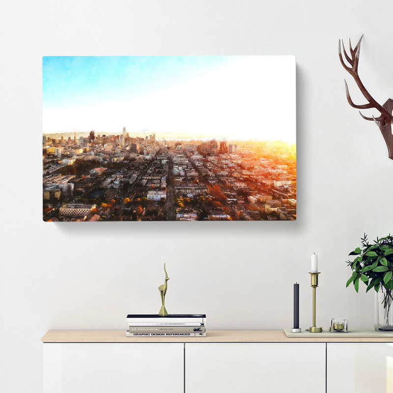 San Francisco California Skyline Painting - Wrapped Canvas Print, 60cm H x 91cm W x 4cm D