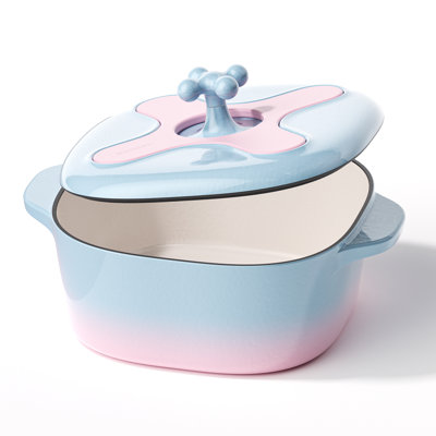 Cocotte en fonte émaillée Stackbear 5 pintes avec couvercle - poignées doubles - allant au four jusqu'à 500 ° F ou sur une cuisinière - utiliser pour mariner, cuire, cuire, réfrigérer et servir