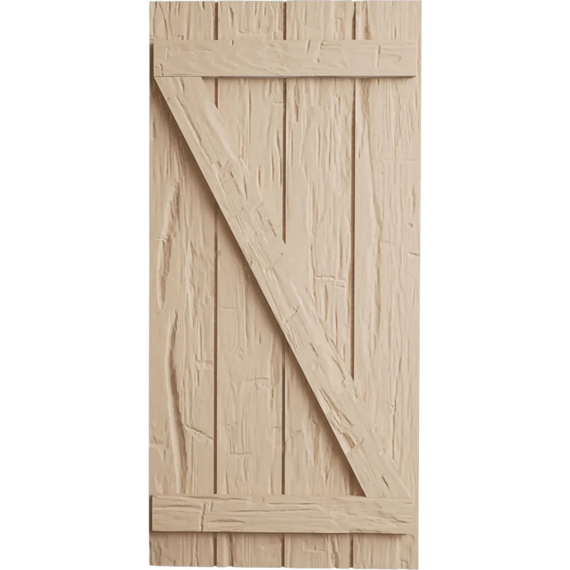 Volets rustiques en bois à quatre planches, H 44 po x l 22 po x P 1 po, Texture taillée à la main / brun clair apprêté, 22"