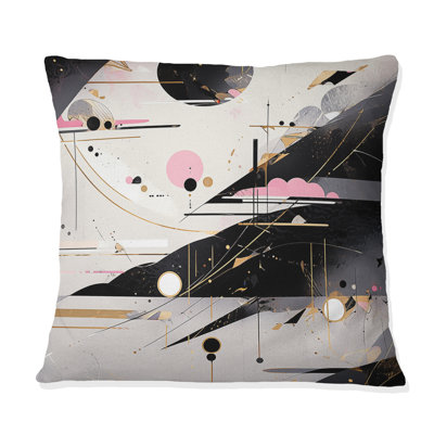 Coussin décoratif rose à rayures audacieuses - Cubisme