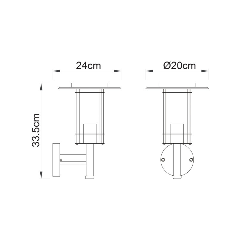 Runkle Polished Stainless Steel 33.5cm H Outdoor Wall Lantern, No