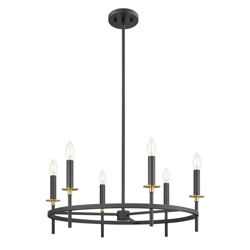 Kerween 6-Light Chandelier in Matte Black, Matte Black