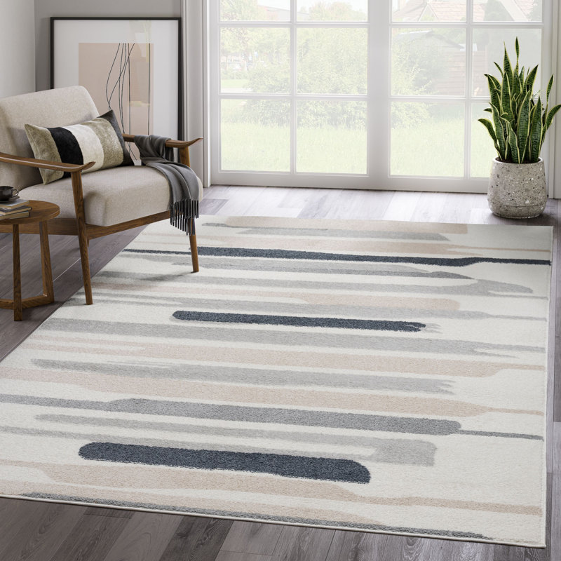 Striped Indoor Rug, Rectangle 4' x 6'