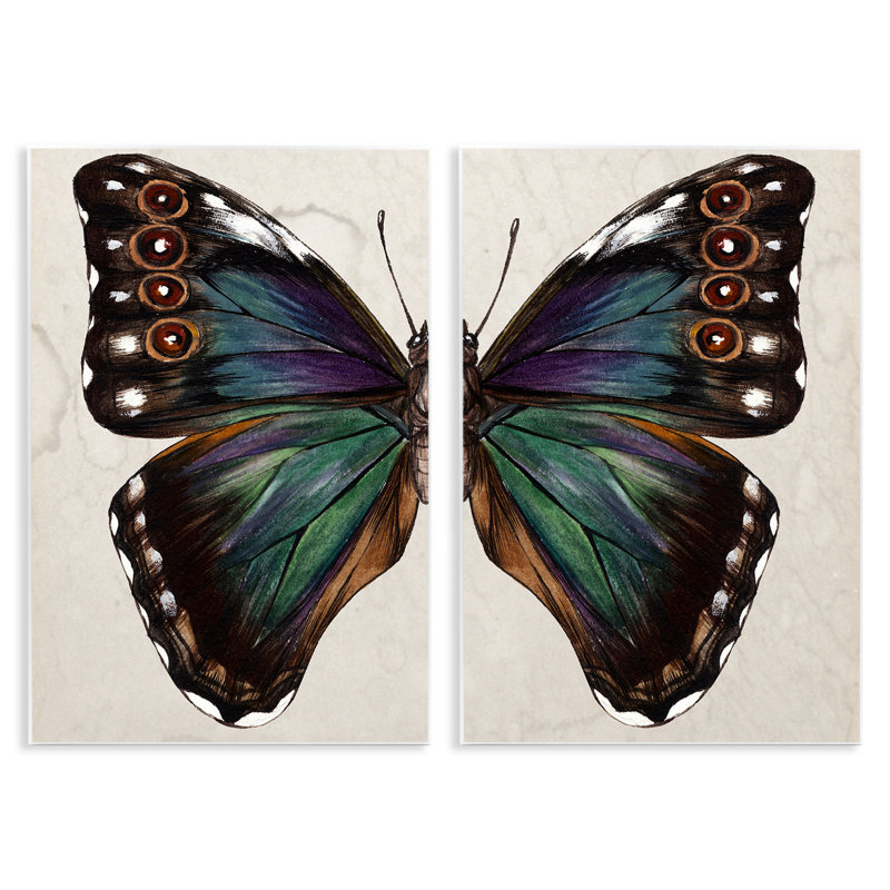 Ensemble de 2 plaques murales colorées mauves et vertes par Melissa Wang, H 19 po x l 13 po
