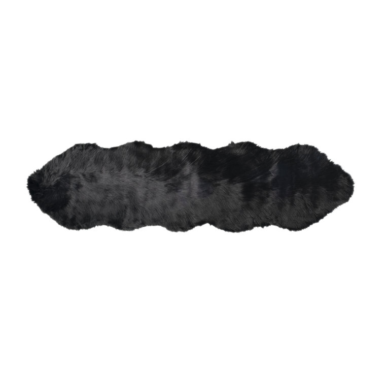 Black Faux Sheepskin Fur Area Rug