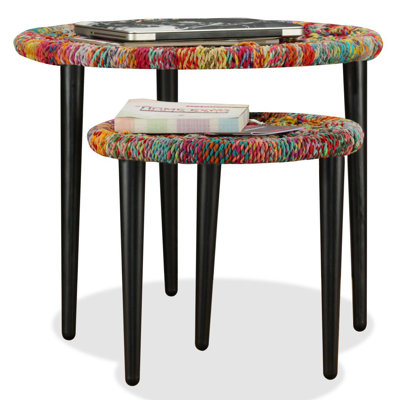 Kanisha Chindi Weave 2 Piece Coffee Table Set