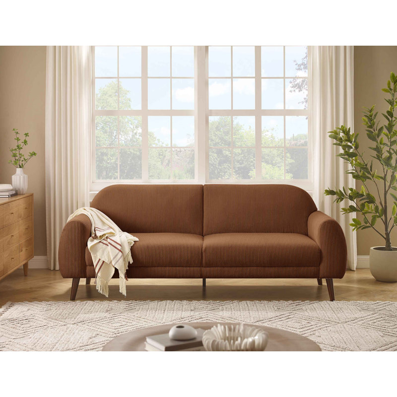 Iris 222Cm Round Arms Sofa, Caramel Corduroy