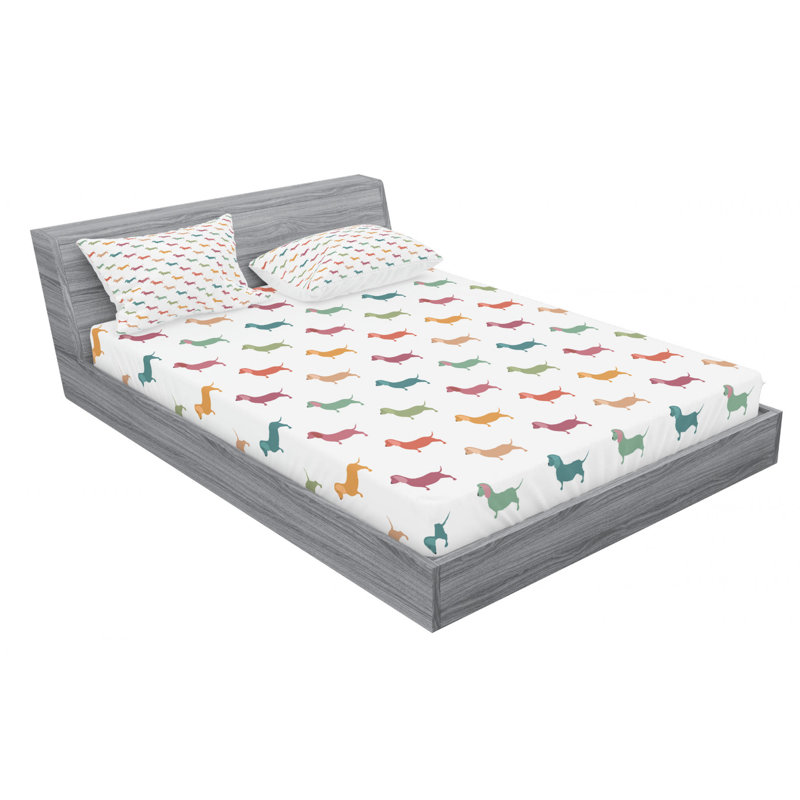 Microfiber Patterned Fitted Sheet, Full/Double Fitted Sheet with 2 Pillowcases