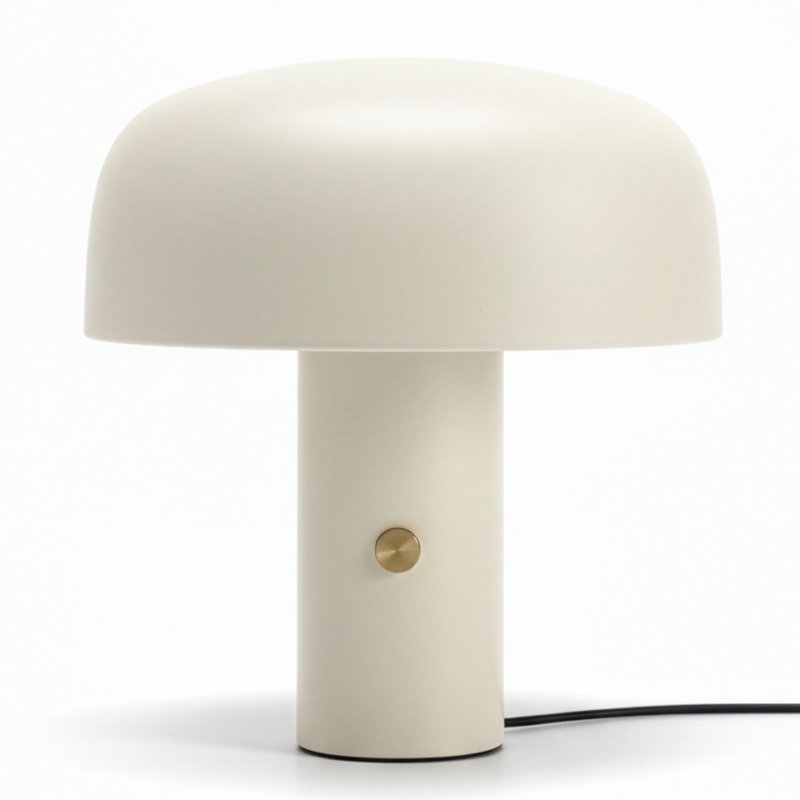 Lampe de table moderne et élégante à DEL avec poignée rotative en laiton 12 po Baek Anita, Crème, Blanc
