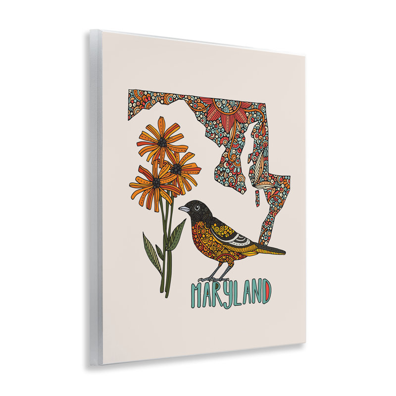 Art floral sur plaque murale Maryland State par Valentina Harper