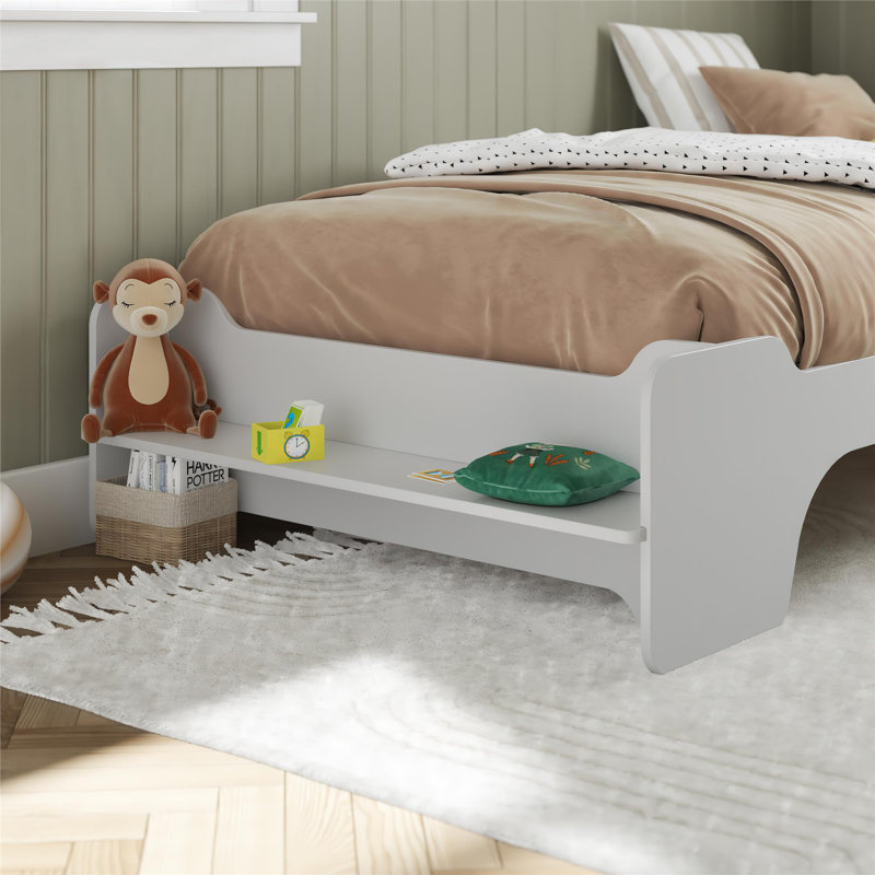 Lit simple avec 2 tablettes et plateau Montessori Murdock Kids, Blanc