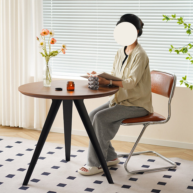 Nut-brown Round Manufactured Wood Dining table, Nut-brown, 29.53"H x 39.37"L x 39.37"W