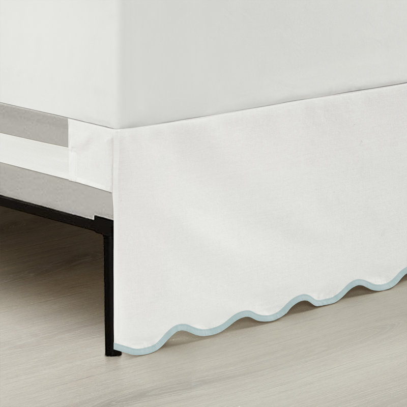 King White Coastal Scallop Edge Bed Skirt