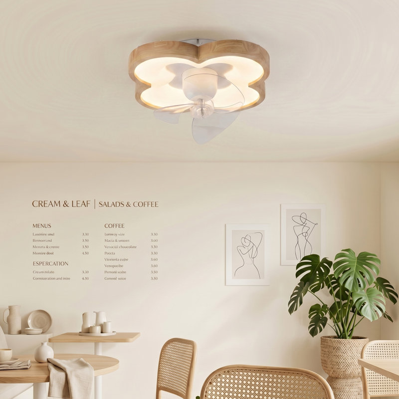 20 In. Wood Grain Led Flush Mount Ceiling Fan Light With Remote, 52w Dimmable, 3-speed Reversible Motor, 3000k/4000k/5000k Cct
