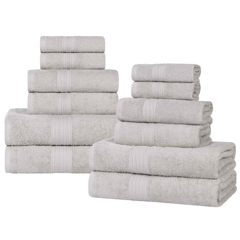 Ensemble de serviettes de bain écologiques en coton 12 pièces Hannu, Argent