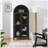 Modern Retro-Style Wooden Storage Cabinet With Adjustable Glass Partitions And High Arched Design For Multi-Functional Kitchen Use-1120119078