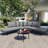Half- Moon Curved Outdoor Sofa Set with Coffee Table and Backrest Cushions-1453113189