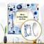 Blue And White Matrix Grid II - Modern Square Living Room Wall Mirror Art-100991993