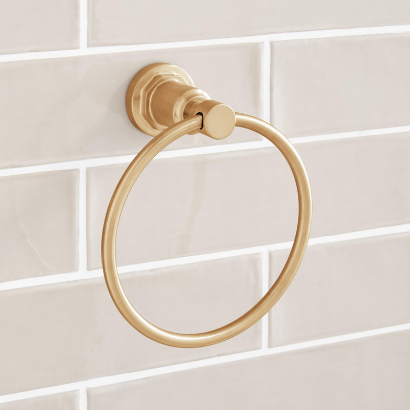 Greyfield 6-1/2" Wall Mounted Towel Ring, Brushed Gold