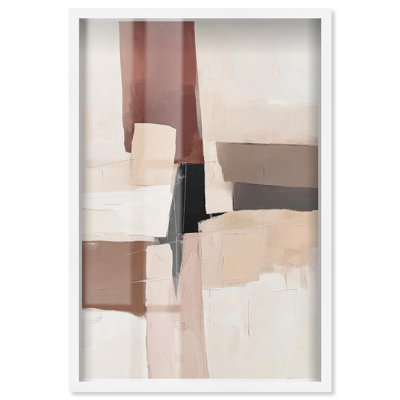 Décoration murale Boho "Plaster Collage III" par Art Remedy, cadre blanc, 31 x 46