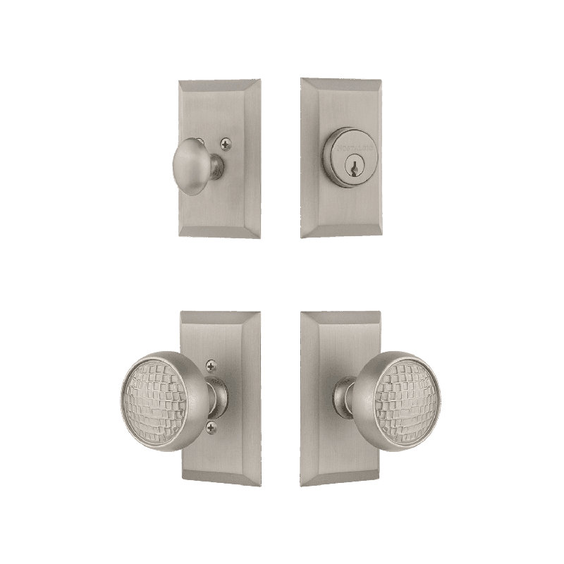 Ensemble d'entrée de studio Nostalgic Warehouse avec bouton Craftsman, Nickel satiné, 2.375