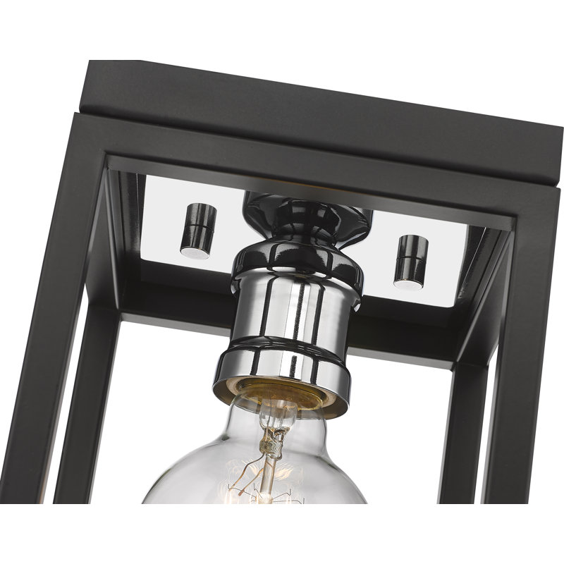 Plafonnier encastré carré unique à 5 lumières de 5,75 po Alynda, Noir mat / Chrome