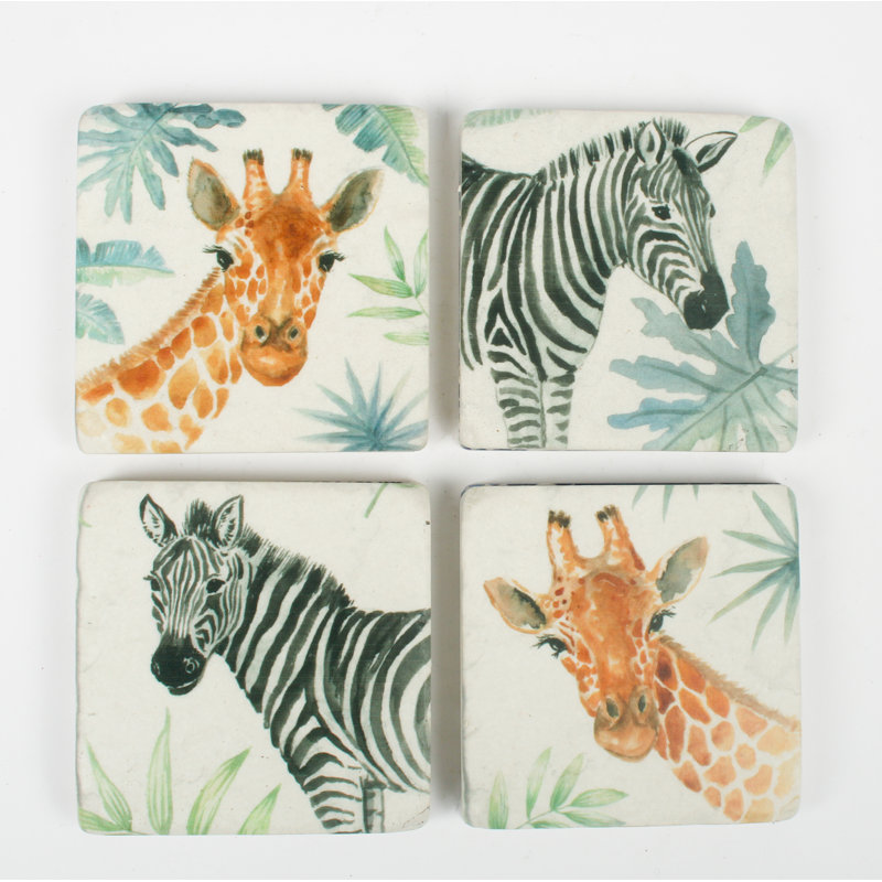 Ceramic Square 4 Piece Coaster Set