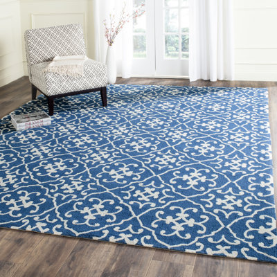 Tapis bleu crocheté à la main Westphalia